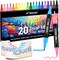 Fabric Markers Permanent for Clothes, 20 Colors Dual Tip with Fine and Chisel Tips Paint Pens for Clothing Canvas Tote Bags T-Shirt and Shoes, Non Toxic Ink for Kids and Adults